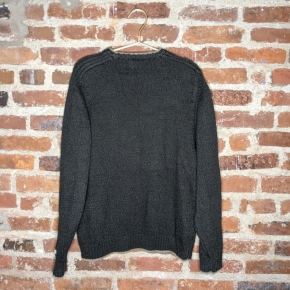 Columbia Large Men's Olive Green‎ w/ Tan Trim Crewneck Pullover Sweater - Picture 7 of 12